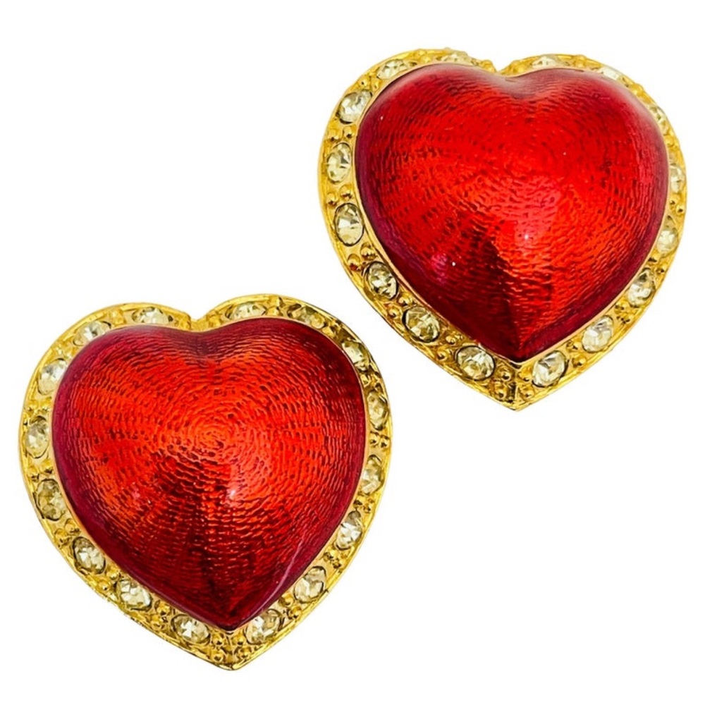Victorias Secret RARE VTG Clip On Heart Earrings